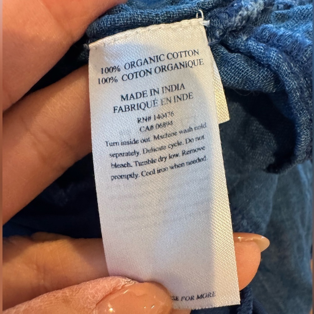 Faherty Isha Basketweave Dress Sleeveless 100% Linen Indigo Blue Womens S U bin - Picture 7 of 15